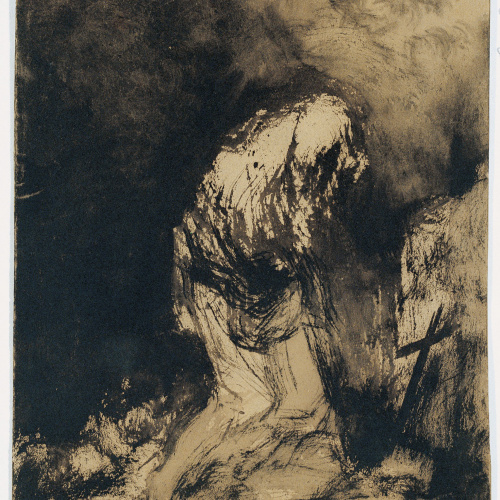 Eugenio Lucas Velázquez - Dona agenollada davant un crucifix - Cap a 1850-1860 image for: Eugenio Lucas Velázquez - Dona agenollada davant un crucifix - Cap a 1850-1860