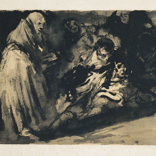 Eugenio Lucas Velázquez - Frare reconfortant un malalt - Cap a 1850-1860 image for: Eugenio Lucas Velázquez - Frare reconfortant un malalt - Cap a 1850-1860