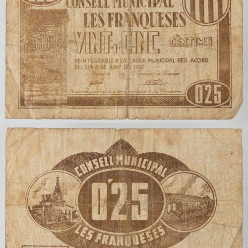image for: Consell Municipal les Franqueses. Les Franqueses del Vallès - 25 cèntims - 1937
