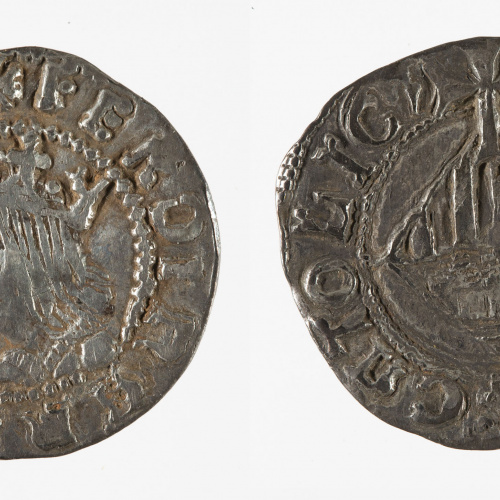 Ferran II, rei d'Aragó - Mig ral de plata - 1479-1516 image for: Ferran II, rei d'Aragó - Mig ral de plata - 1479-1516