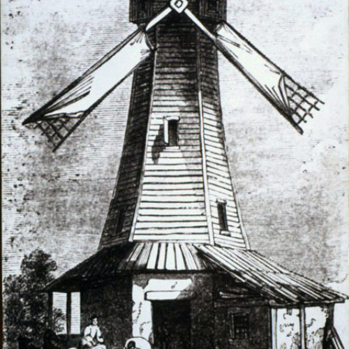 Carles Fontserè - Plafó 10. Primer assentament: 1626 molí de vent holandès situat a la punta de Manhattan símbol de benvinguda a la Nova Àmsterdam - 1984 image for: Carles Fontserè - Plafó 10. Primer assentament: 1626 molí de vent holandès situat a la punta de Manhattan símbol de benvinguda a la Nova Àmsterdam - 1984