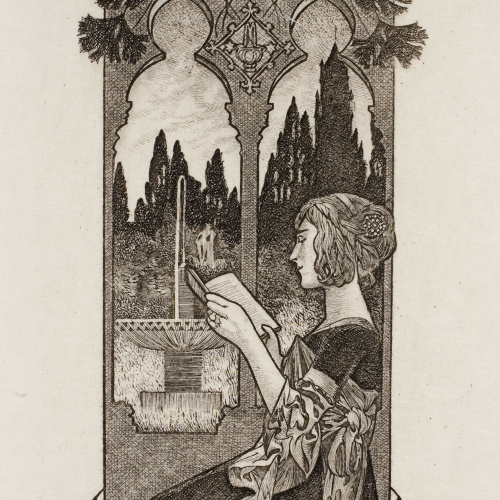 image for: Alexandre de Riquer - Ex-libris Pau Font de Rubinat - 1903