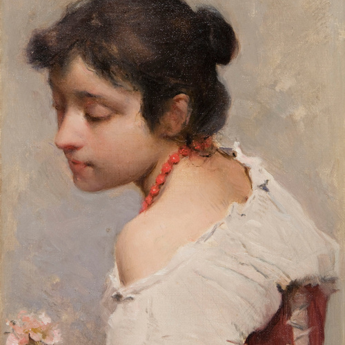 image for: Josep Maria Tamburini - Retrat de dona jove - Cap a 1895-1910