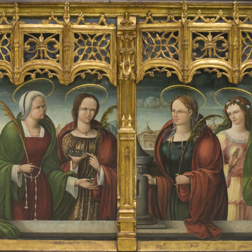 image for: Andrés de Melgar (Mestre de Támara) - Santes Apol·lònia, Llúcia i Bàrbara i una altra santa màrtir - 1530-1537