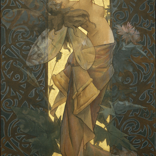 image for: Alexandre de Riquer - Figura femenina olorant cascall - 1887