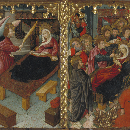 image for: Mestre de Riglos - Anunci de la mort de la Mare de Déu; Dormició de la Mare de Déu - Cap a 1440-1460