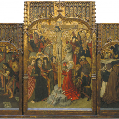 image for: Jaume Huguet - Martiri de sant Bartomeu; Calvari; Mort de Santa Maria Magdalena - 1465-1480