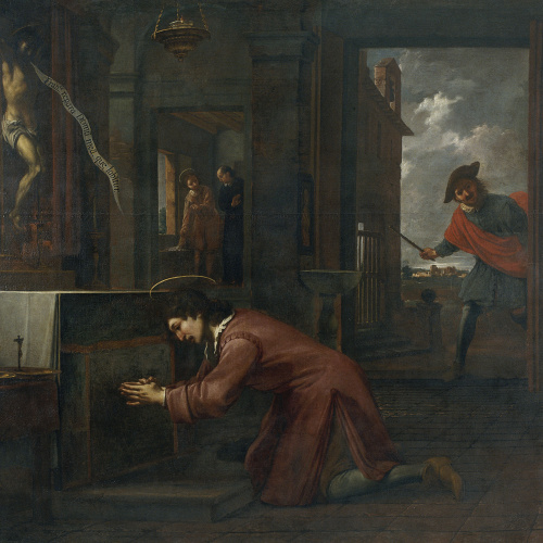 image for: Antoni Viladomat - Sant Francesc rep l&#039;ordre del Crist de sant Damià de reparar la casa de Déu - Cap a 1729-1733