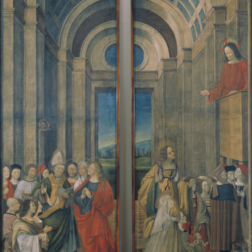 image for: Ludovico (Alvise) de Donati - Maria Magdalena, Marta, Llàtzer i Maximí venerats pels prínceps de Provença i Maria Magdalena escoltant el sermó de Crist - Cap a 1508