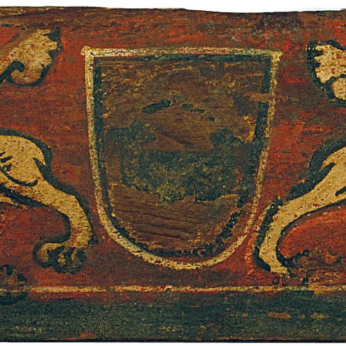 image for: Anònim. Catalunya - Tauleta d&#039;enteixinat amb escut i mantícores - Finals del segle XIII