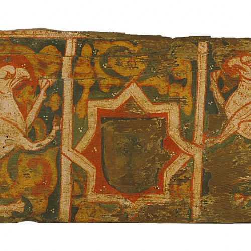 image for: Anònim. Catalunya - Taula d&#039;enteixinat amb escut i grius rampants - Finals del segle XIII