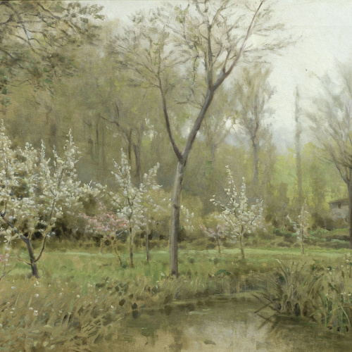image for: Joaquim Vayreda - Arbres en flor - 1892
