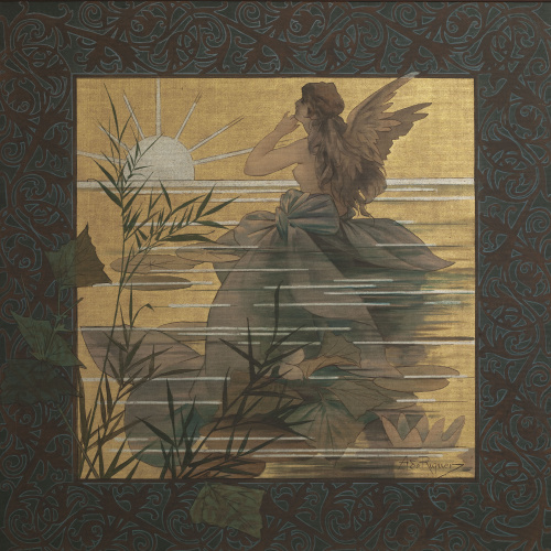 image for: Alexandre de Riquer - Composició amb nimfa alada davant la sortida del sol - 1887