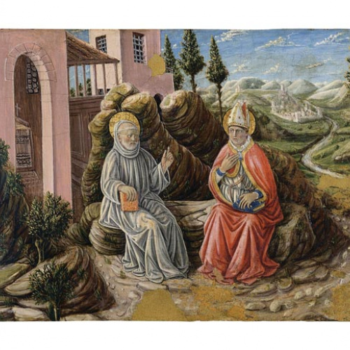 image for: Giovani Boccati - Sant Sabí conversant amb sant Benet - 1473