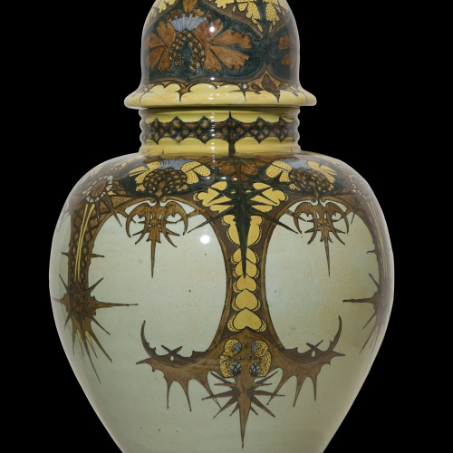 image for: Reial Fàbrica de Rozenburg - Vas amb tapadora decorat amb motius florals - Cap a 1898