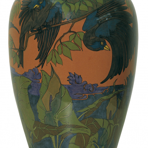 image for: Reial Fàbrica de Rozenburg - Vas decorat amb aus i flora - Cap a 1898