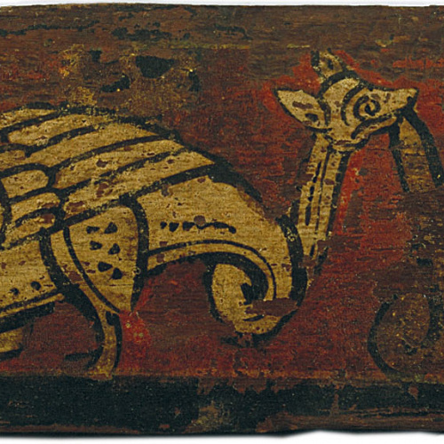 image for: Anònim. Catalunya - Tauleta d&#039;enteixinat amb animal fantàstic devorant motius vegetals - Finals del segle XIII