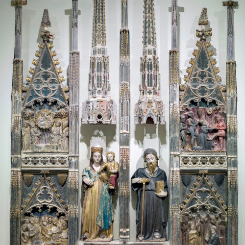 image for: Anònim. Catalunya. Lleida - Retaule de la Mare de Déu i sant Antoni Abat - Cap a 1378-1390