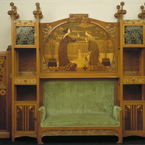 image for: Gaspar Homar - Sofà amb vitrines laterals i plafó de marqueteria - Cap a 1905
