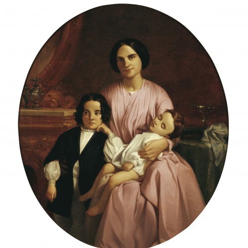 image for: Claudi Lorenzale - Retrat de la dona i els fills del pintor - Barcelona, cap a 1860-1865