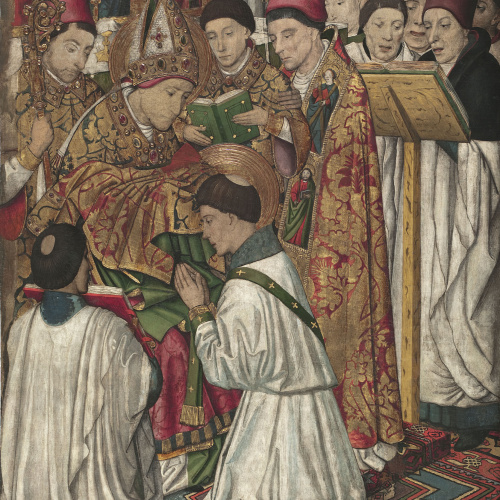 image for: Jaume Huguet - Sant Vicenç ordenat per sant Valeri - Cap a 1455-1460