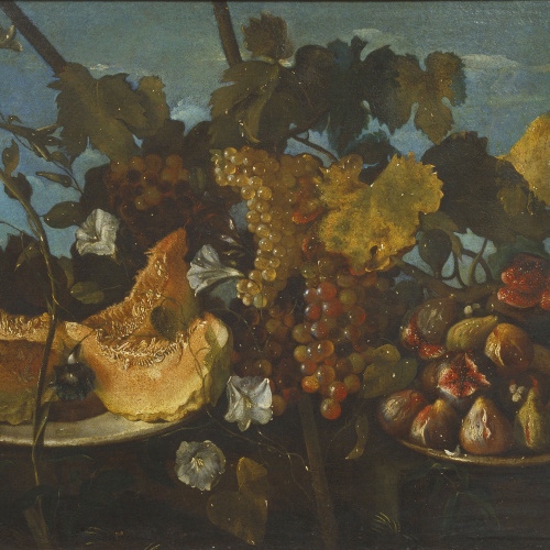 image for: Michele Pace (Michelangelo da Campidoglio) - Natura morta amb raïm, figues i carbassa - Entre 1650-1670