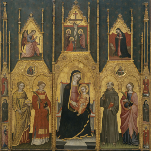 image for: Giovanni di Pietro da Pisa - Retaule de la Mare de Déu amb els sants Àgata, Esteve, Francesc i una santa màrtir - Primer quart del segle XV