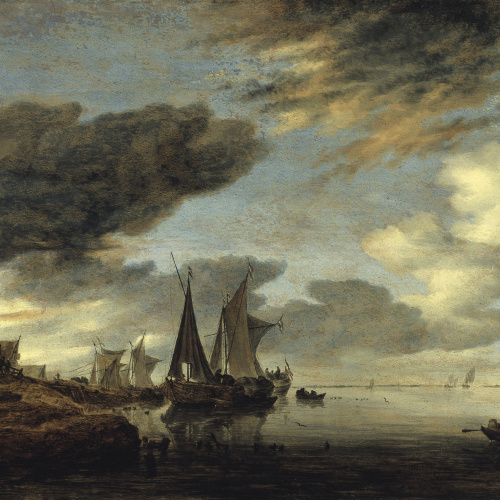 image for: Salomon Jacobsz van Ruysdael - Velers al costat d&#039;un poblet - 1660