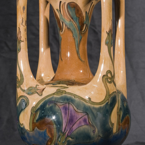 image for: Reial Fàbrica de Rozenburg - Vas amb quatre nanses decorat amb flors - Cap a 1898