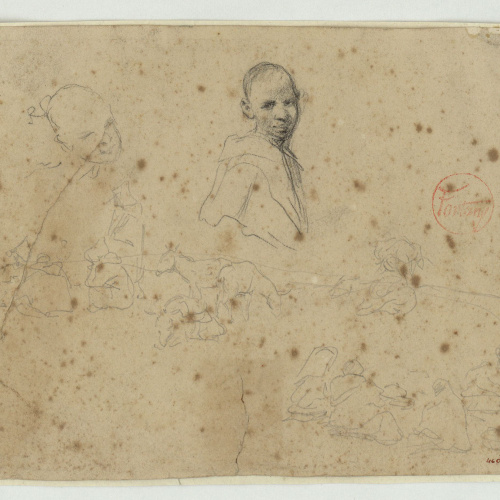 image for: Marià Fortuny - Esbós de marroquins i animals - Cap a 1860-1862