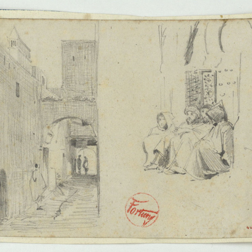 image for: Marià Fortuny - Carrer marroquí i figures - Cap a 1860-1862