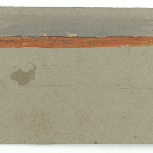 image for: Marià Fortuny - Paisatge (anvers) / Esbós de caps femenins i genet marroquí a cavall (revers) - Cap a 1860-1862
