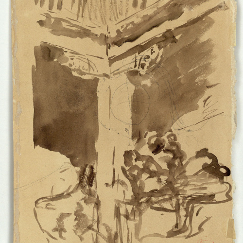 image for: Marià Fortuny - Detall de porxada (anvers) / Pati de l&#039;Alberca de Granada (revers) - Cap a 1867-1872