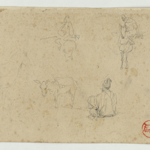 image for: Marià Fortuny - Genets marroquins (anvers) / Cap de cavall (revers) - Cap a 1860-1862