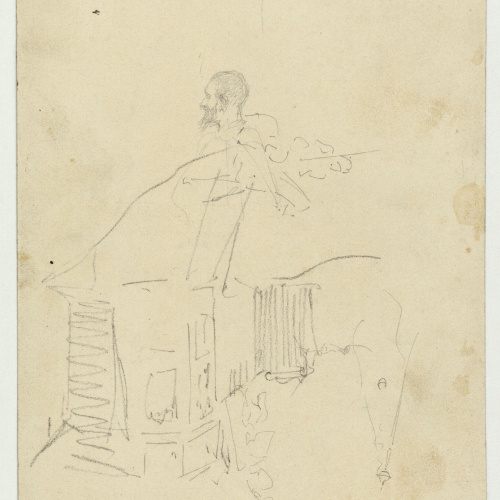 image for: Marià Fortuny - Marroquins armats (anvers) / Cap de figura i croquis d&#039;un edifici (revers) - Cap a 1860-1862 [1]