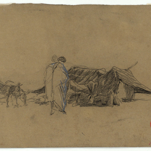 image for: Marià Fortuny - Campament marroquí (anvers) / Genet a cavall (revers) - Cap a 1860-1862