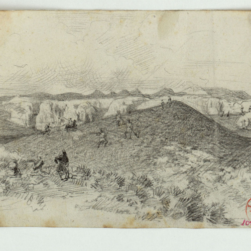 image for: Marià Fortuny - Paisatge marroquí amb soldats espanyols (anvers) / Paisatge marroquí amb soldats espanyols (revers) - 1860