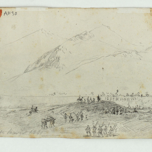 image for: Marià Fortuny - Paisatge marroquí amb soldats espanyols (anvers) / Paisatge marroquí amb soldats espanyols (revers) - 1860 [1]