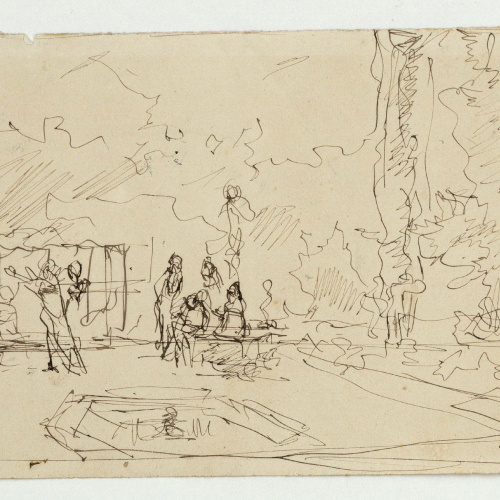 image for: Marià Fortuny - Estudi per al quadre «El jardí dels poetes» - Cap a 1871