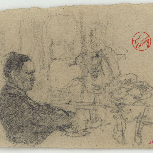 image for: Marià Fortuny - Bust d&#039;home assegut i retrat femení - Cap a 1871