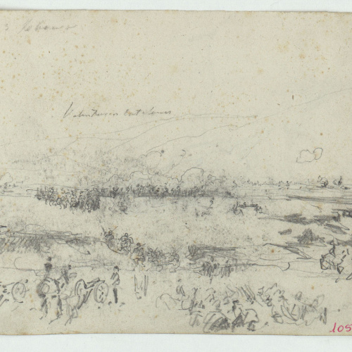 image for: Marià Fortuny - Voluntarios catalanes. Estudi per al quadre «La batalla de Wad-Ras» (anvers) / Cap de cavall (revers) - 1860