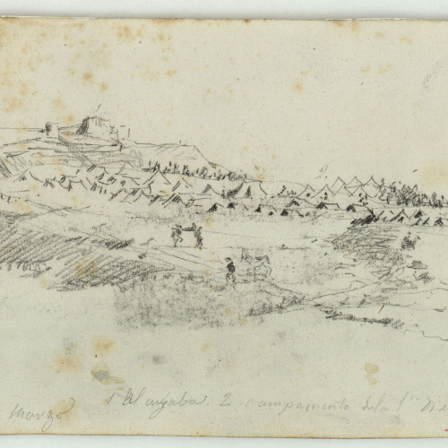 image for: Marià Fortuny - Alcassaba i campament militar espanyol (anvers) / Batalla de Benigomar (revers) - Cap a 1860