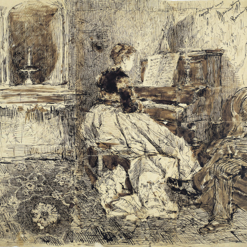 image for: Marià Fortuny - Cecilia de Madrazo tocant el piano - 1869