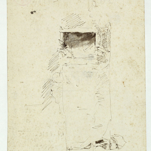 image for: Marià Fortuny - Estudi per al quadre «Platja de Portici» (anvers) / Croquis inconcret (revers) - Cap a 1874 [1]