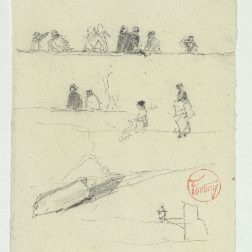 image for: Marià Fortuny - Croquis de figures i fanal - Cap a 1870-1872
