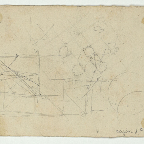 image for: Marià Fortuny - Bust de figura (anvers) / Croquis de formes geomètriques (revers) - Cap a 1867-1872 [1]