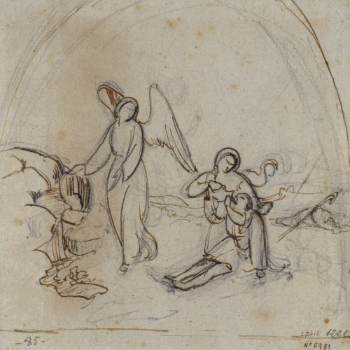 image for: Marià Fortuny - Àngels donant beure a un assedegat - Cap a 1855