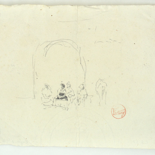 image for: Marià Fortuny - Esbós de figures davant un portal - Cap a 1870-1872