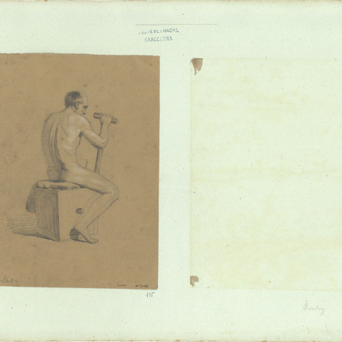 image for: Marià Fortuny - Estudi acadèmic de nu masculí - Cap a 1856-1858