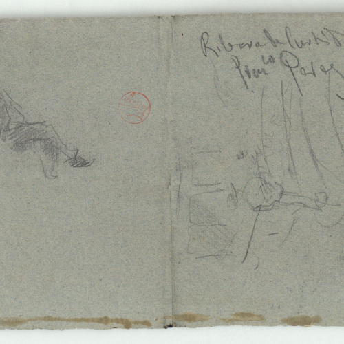 image for: Marià Fortuny - Croquis de figura i croquis inconcrets (anvers) / Esbós de figures (revers) - Cap a 1870-1872